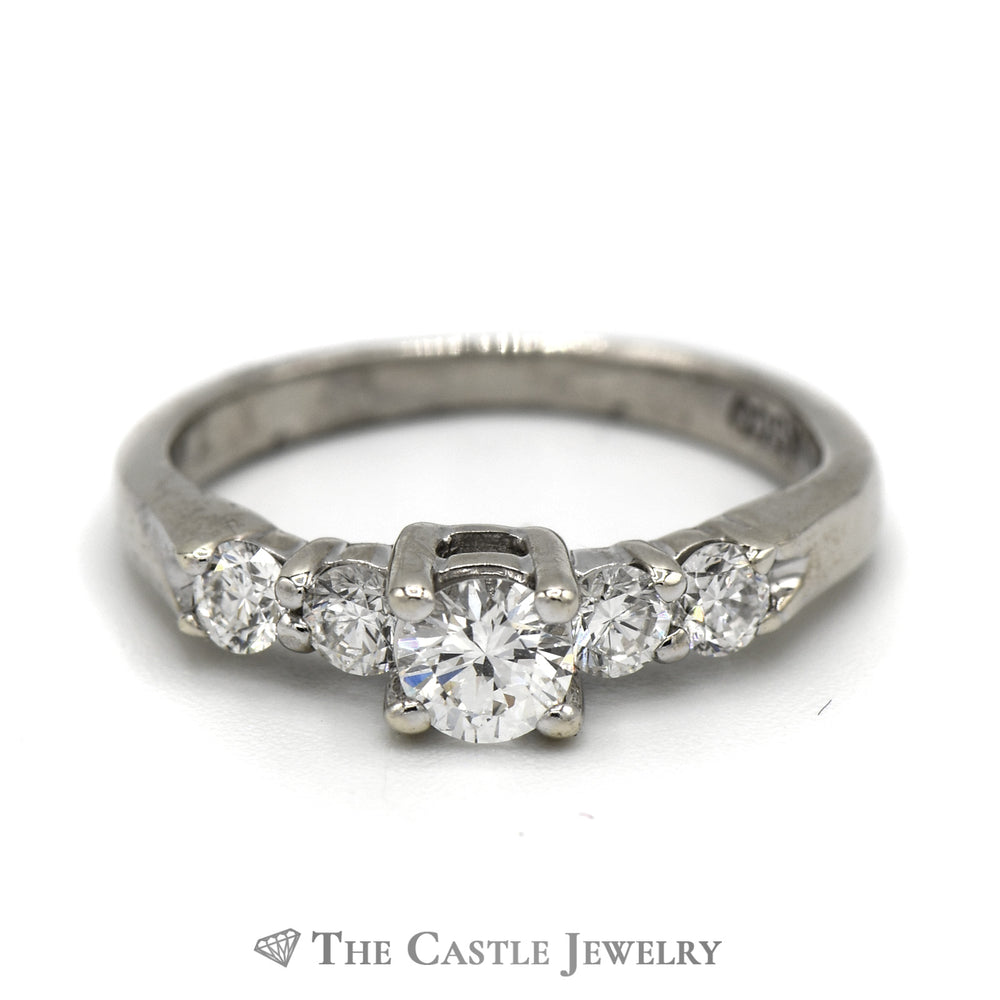 1/2cttw Round Diamond Enagagement Ring with Diamond Accented Sides in 14k White Gold