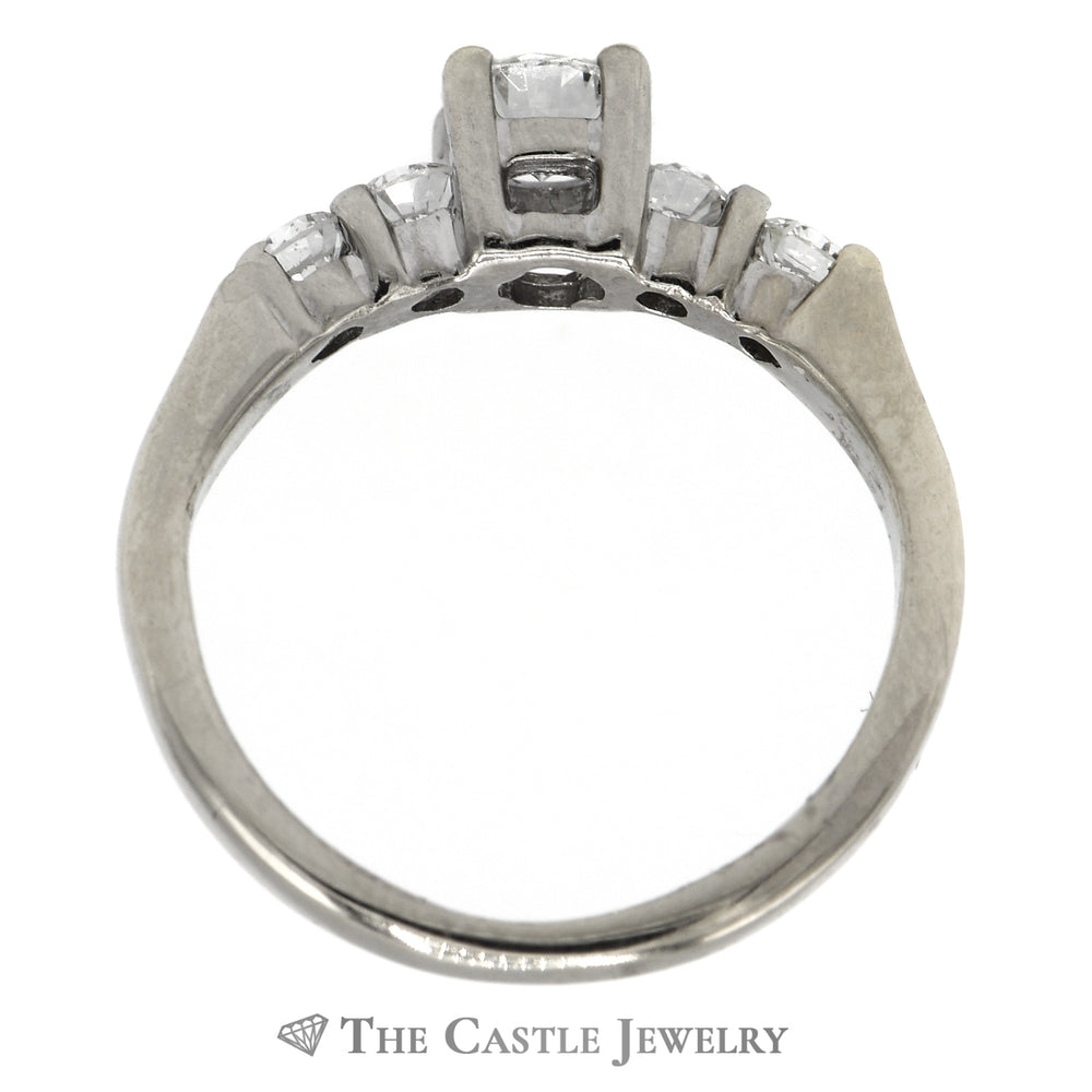 1/2cttw Round Diamond Enagagement Ring with Diamond Accented Sides in 14k White Gold