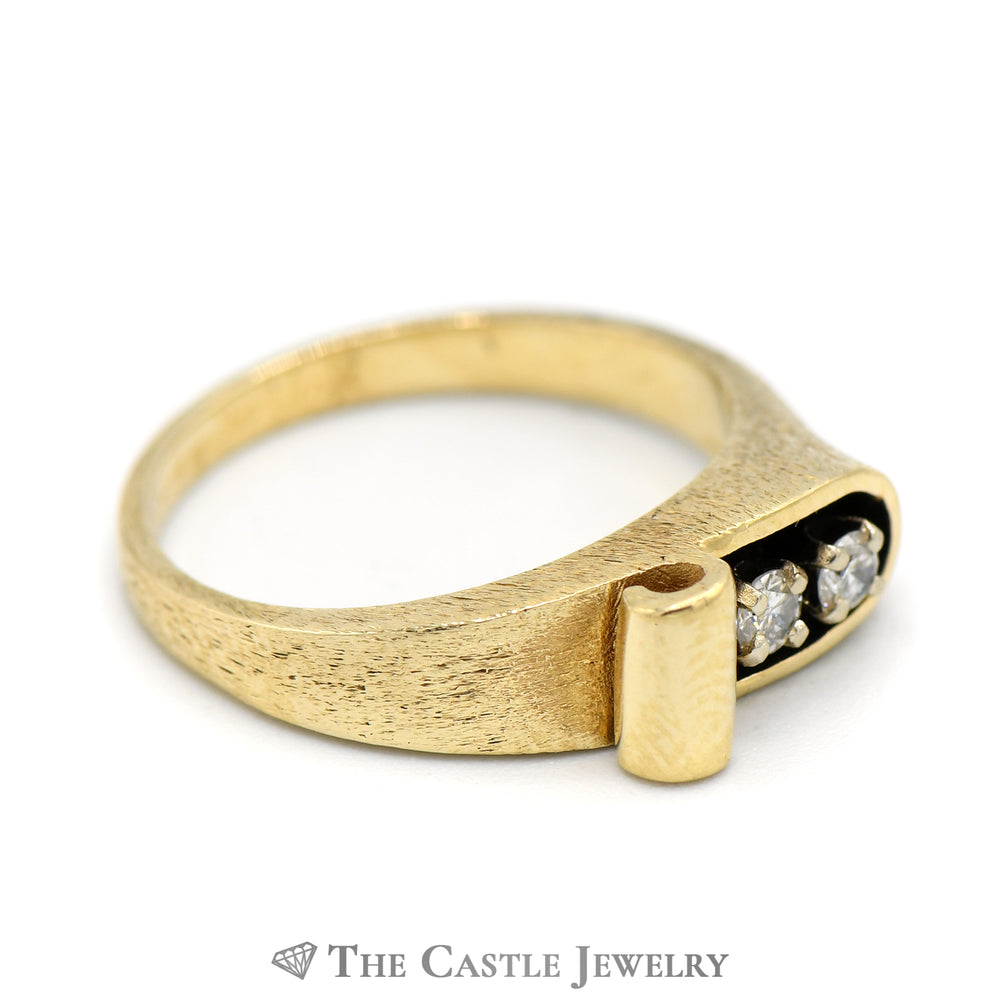 Scroll Designed Ring with Diamond Accents in 14k Yellow Gold