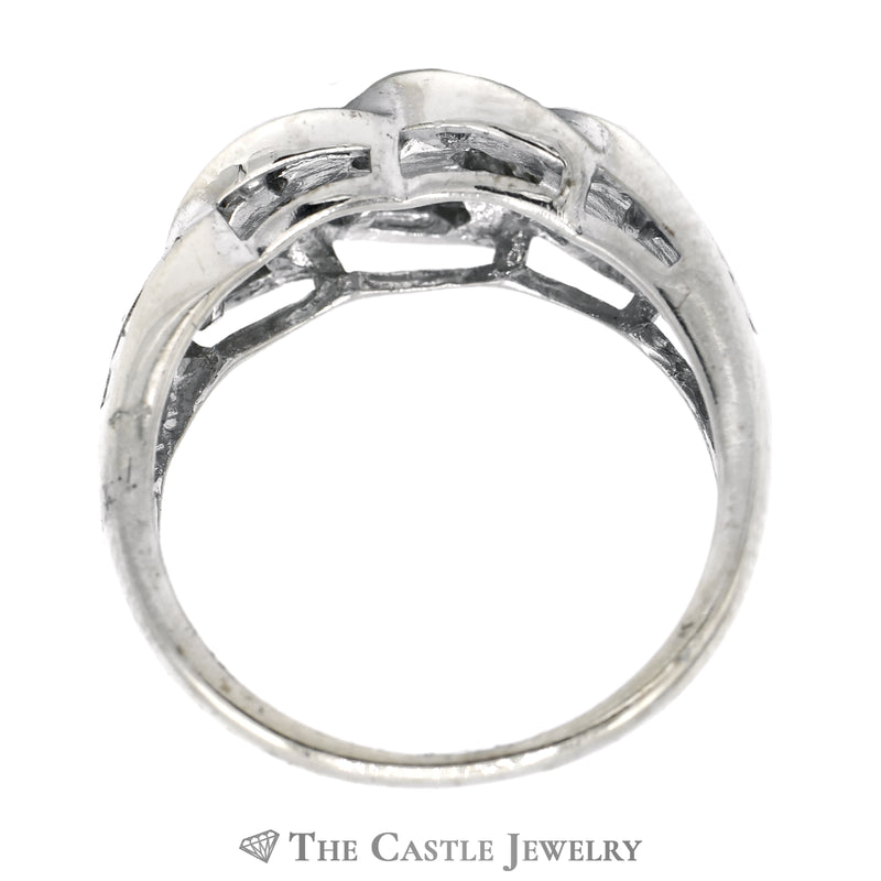 1cttw Baguette Diamond Cluster in Weaved Design 10k White Gold