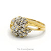 Flower Shaped 1/2cttw Diamond Cluster Ring in 14k Yellow Gold Open Swirled Setting - Thumbnail 2