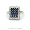 Blue Topaz Cluster Square Ring with Topaz Halo in 14KT White Gold - Thumbnail 1