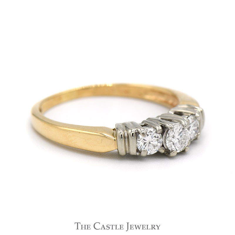 Three Stone Diamond Engagement Ring in 14k Yellow Gold