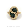 Oval Green Jasper Ring with Swirl Gold Overlay in 14KT Yellow Gold - Thumbnail 1