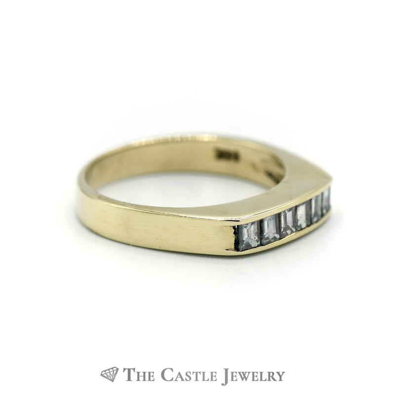Men's Channel Set 1/2cttw Emerald Cut Diamond Wedding Band in 14k Yellow Gold