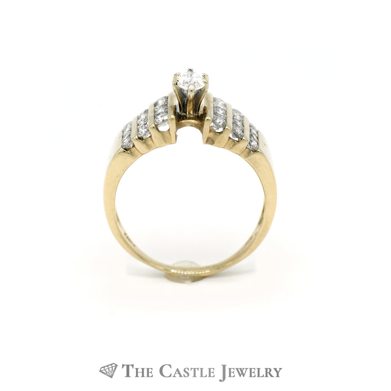 1.75cttw Marquise Cut Engagement Ring and Bridal Set in 14kt Yellow Gold