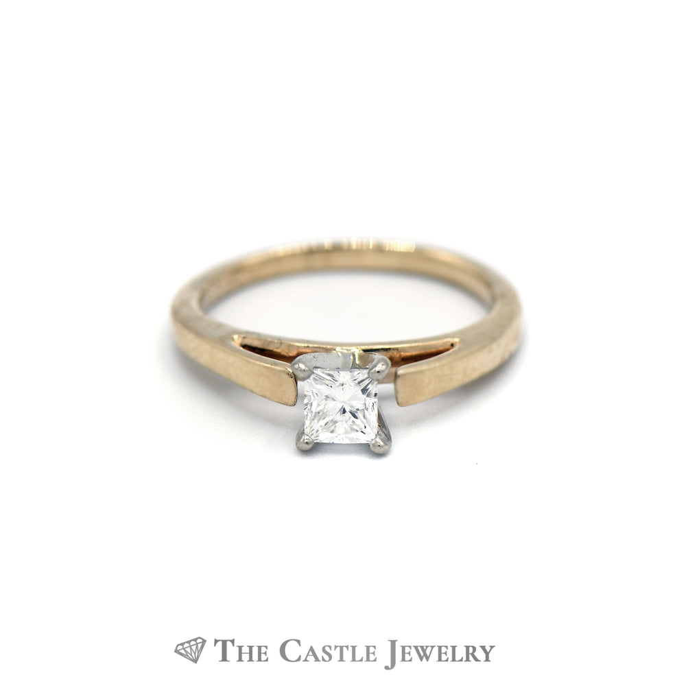 Solitaire Princess Cut 14KT Yellow Gold .50ct Engagement Ring
