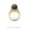 12mm Black Pearl Ring with Diamond Halo and Shank in 14KT Yellow Gold - Thumbnail 2