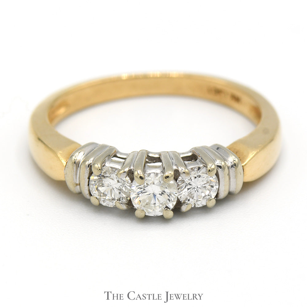 1/2cttw Three Stone Diamond Engagement Ring in 14k Yellow Gold – The ...