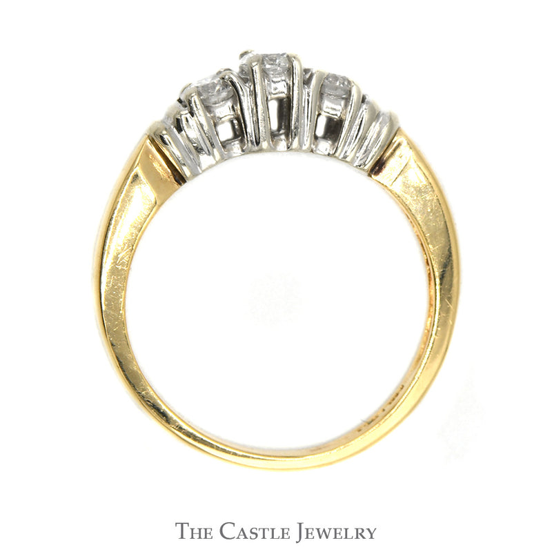 1/2cttw Three Stone Diamond Engagement Ring in 14k Yellow Gold