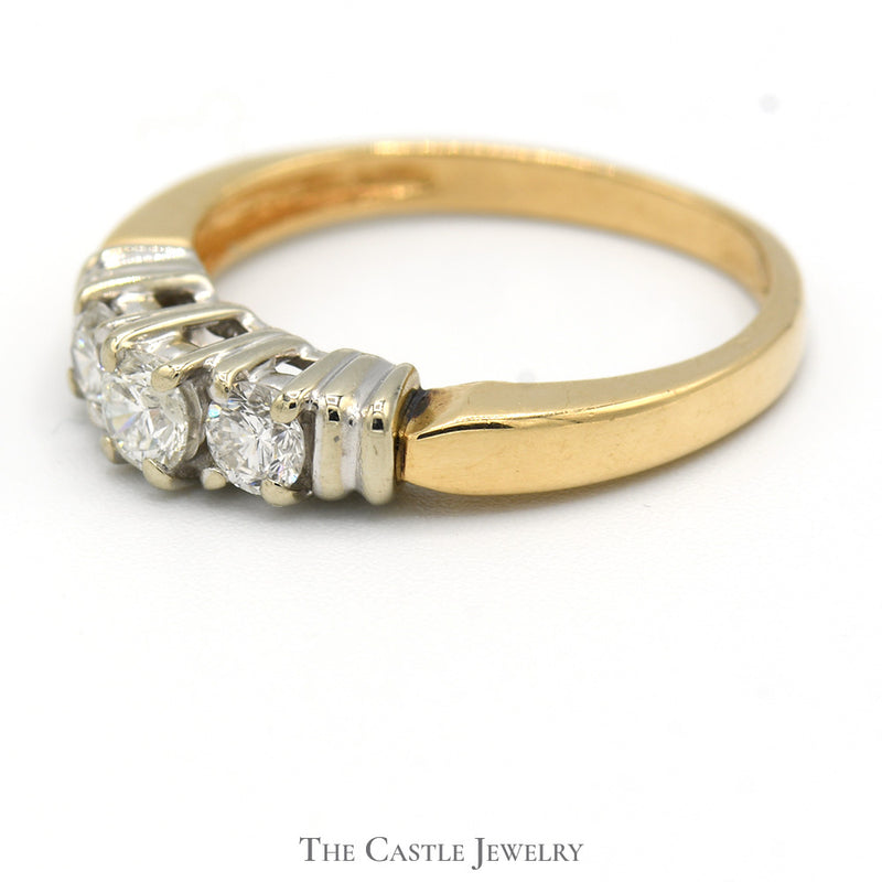 1/2cttw Three Stone Diamond Engagement Ring in 14k Yellow Gold