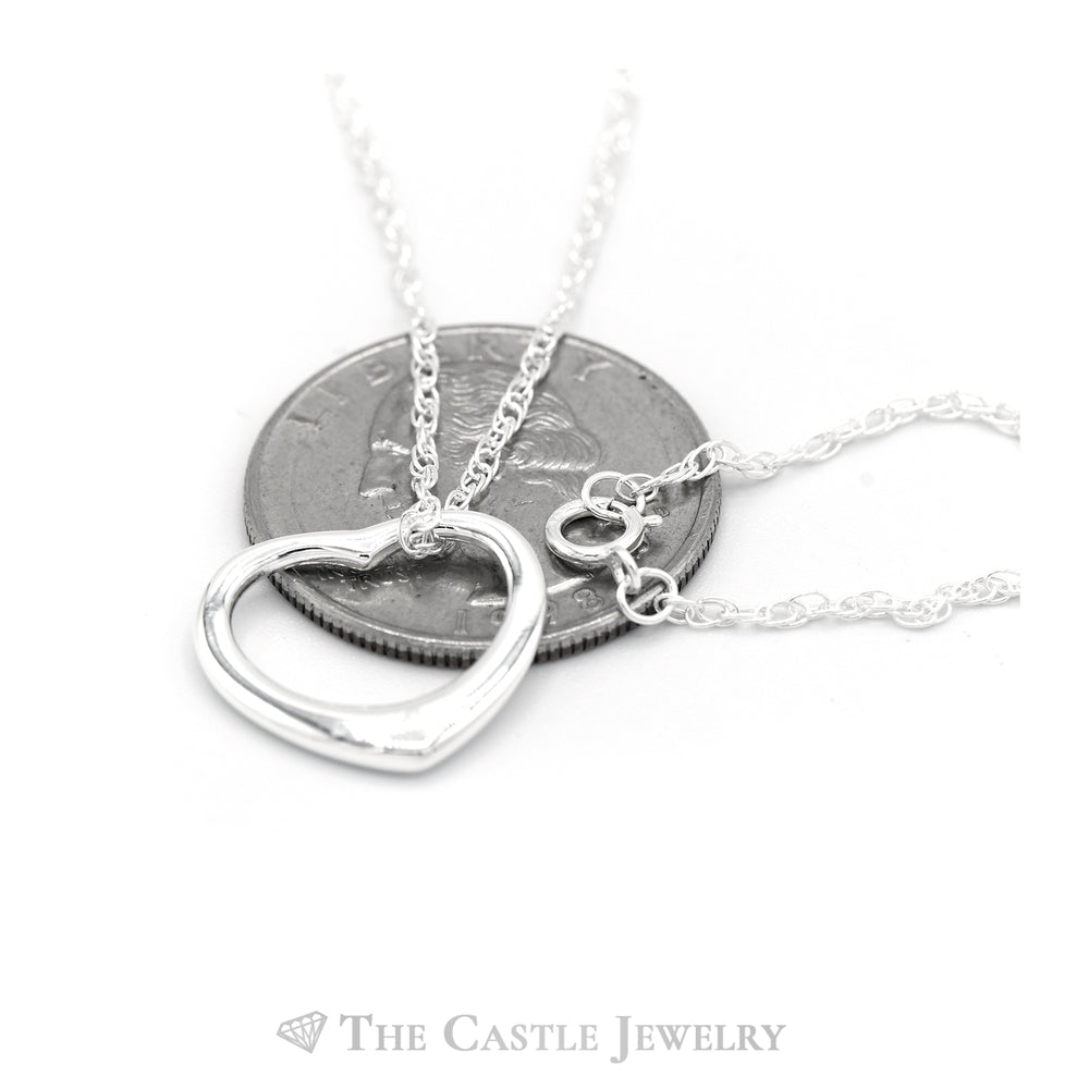Sterling Silver Polished Floating Heart Necklace