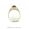 Oval Cabochon Gray Lindy Star Sapphire and Diamond Ring in 14KT Yellow Gold - Thumbnail 2
