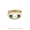 Pearl Ring with Ruby Accents in 14KT Yellow Gold - Thumbnail 1