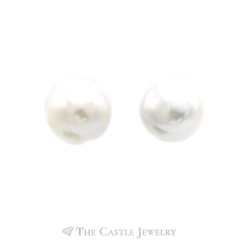 Pearl Button Studs in Sterling Silver