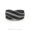 Blue & White Diamond Multi Row Curved Band in 10k White Gold - Thumbnail 1
