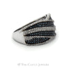 Blue & White Diamond Multi Row Curved Band in 10k White Gold - Thumbnail 3