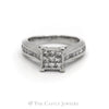 1cttw Invisible Set Diamond Engagement Ring with Channel Set Diamond Accents in 10k White Gold - Thumbnail 1