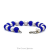 7(1/2) Inch 8mm Blue Agate and Pearl Bracelet in Sterling Silver - Thumbnail 2