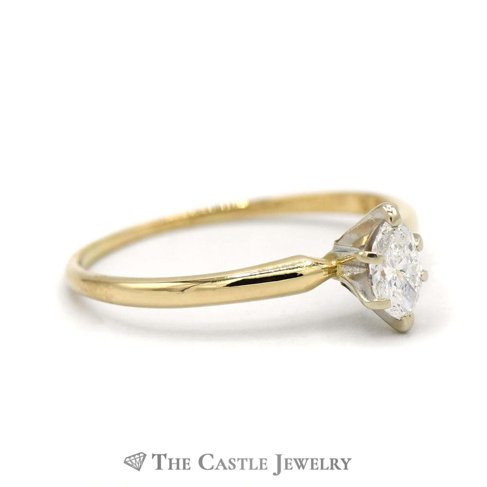Marquise Solitaire Diamond Engagement Ring in 14K Yellow Gold
