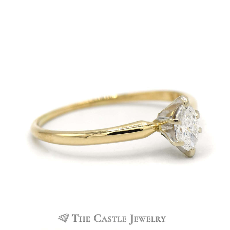 Marquise Solitaire Diamond Engagement Ring in 14K Yellow Gold