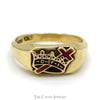 10k Yellow Gold Daughters of Isabella Ring with Black and Red Enamel Detail - Thumbnail 1