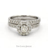 1cttw Round Diamond Bridal Set with Diamond Halo and Matching Band in 14k White Gold - Thumbnail 1
