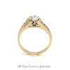 Oval Diamond Ring with Split Diamond Accent Sides in 14K Yellow Gold - Thumbnail 2