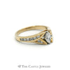 Oval Diamond Ring with Split Diamond Accent Sides in 14K Yellow Gold - Thumbnail 3
