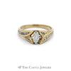 Oval Diamond Ring with Split Diamond Accent Sides in 14K Yellow Gold - Thumbnail 1