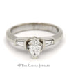 Beautiful Marquise Diamond Engagement Ring 1/2cttw Tapered Baguette Diamond Sides in 14k White Gold - Thumbnail 1