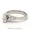 Beautiful Marquise Diamond Engagement Ring 1/2cttw Tapered Baguette Diamond Sides in 14k White Gold - Thumbnail 3