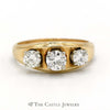 Concave Style 1cttw Three Diamond Ring with Ridged Edges Crafted 14K Yellow Gold - Thumbnail 1
