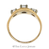 Concave Style 1cttw Three Diamond Ring with Ridged Edges Crafted 14K Yellow Gold - Thumbnail 2