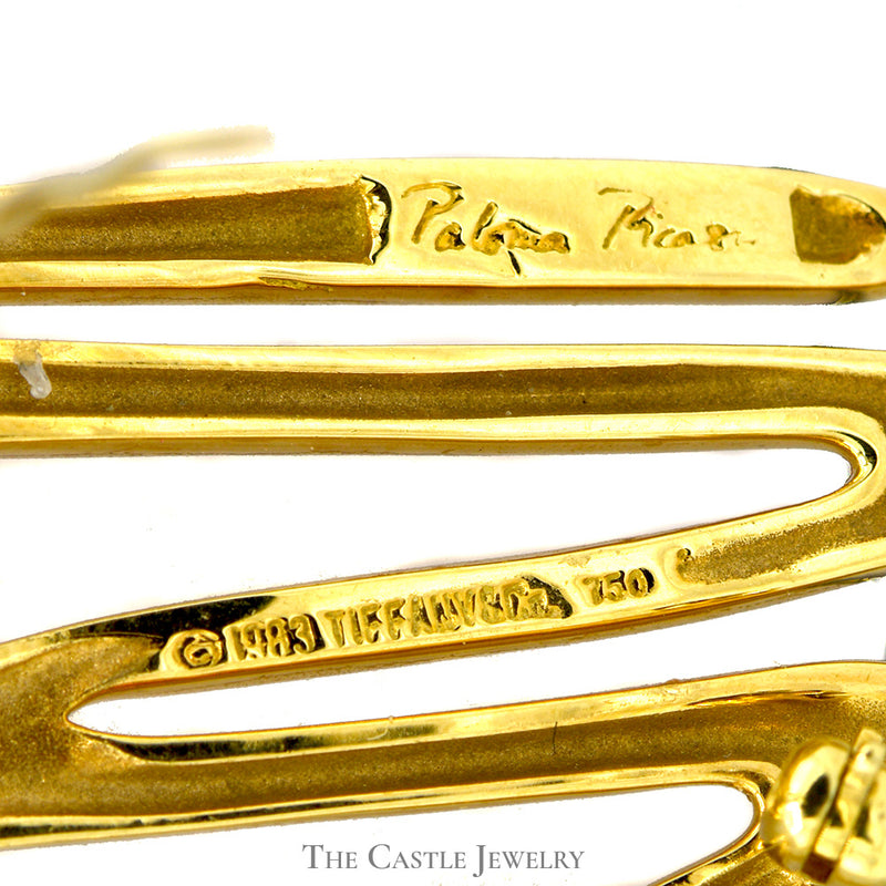 Tiffany & Co "Paloma Picasso" Zig Zag Pin with Diamond Accents in 18k Yellow Gold