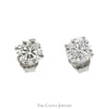 1cttw Round Brilliant Cut Diamond Stud Earrings in 14k White Gold Butterfly Backs - Thumbnail 1