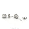 1cttw Round Brilliant Cut Diamond Stud Earrings in 14k White Gold Butterfly Backs - Thumbnail 2