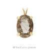 Large Oval Rutilated Quarts Gemstone Pendant in 14KT Yellow Gold - Thumbnail 1