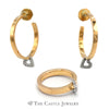 Designer Escada Flat Edge Ring & Matching Earrings with Platinum Diamond Heart Dangle in 18k Rose Gold - Thumbnail 1