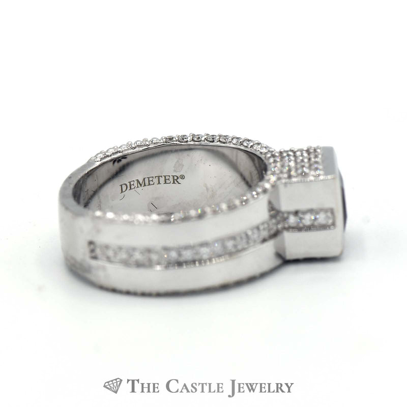 Demeter Designer Ring Rhodolite Garnet & 3/4cttw Diamond Accents, 14K White Gold