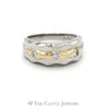 Two Toned Diamond Ring with Waved Designed Mounting in 14KT White and Yellow Gold - Thumbnail 1