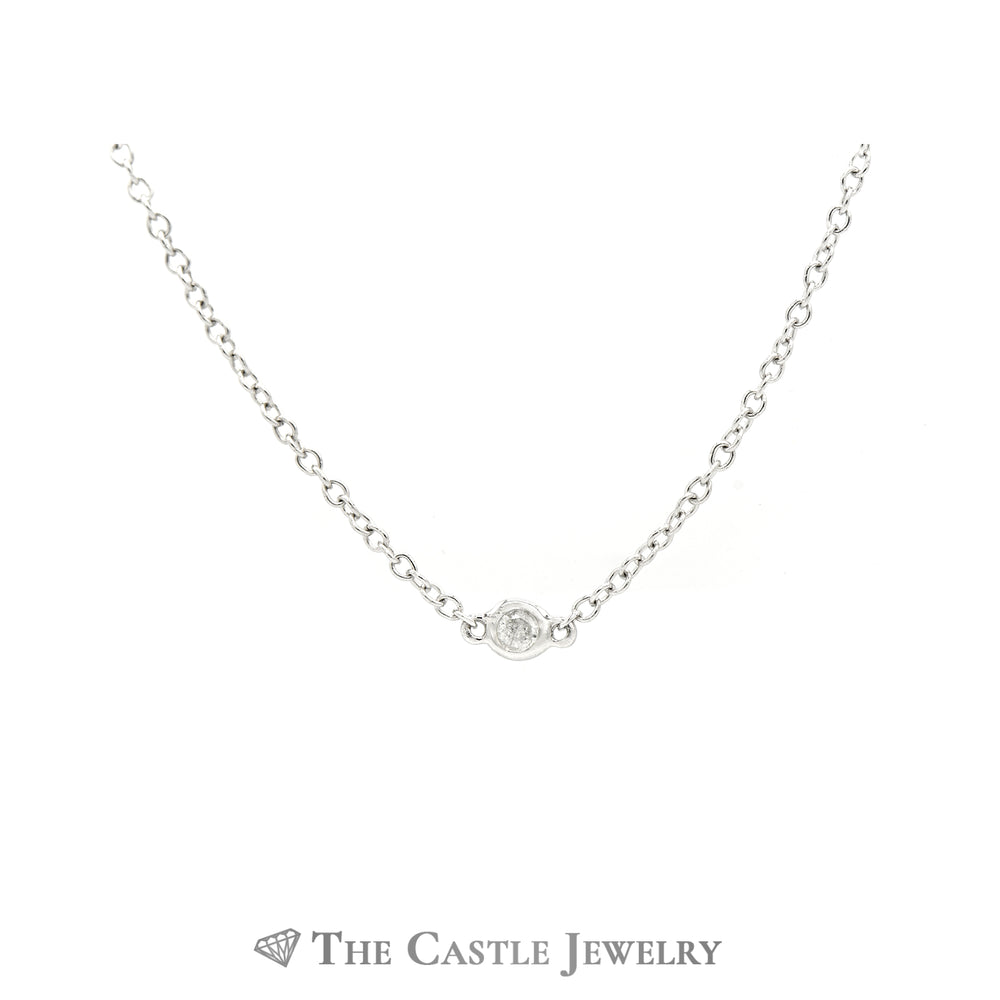1/4cttw Diamond Station Necklace w/ 10 Round Diamonds 18 Inches in White Gold