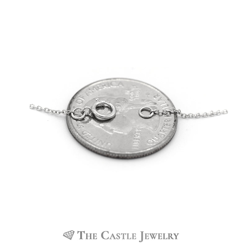 1/4cttw Diamond Station Necklace w/ 10 Round Diamonds 18 Inches in White Gold