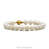 7(1/2) Inch 8mm Pearl Bracelet with 14k Yellow Gold Ball Clasp - Thumbnail 1