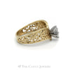 Marquise Cut Diamond Solitaire "V" Shaped Filigree Designed Engagement Ring - Thumbnail 3