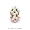 Fancy Pearl Cluster Ring with Emerald Accents in 14KT Yellow Gold - Thumbnail 1