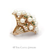 Fancy Pearl Cluster Ring with Emerald Accents in 14KT Yellow Gold - Thumbnail 3