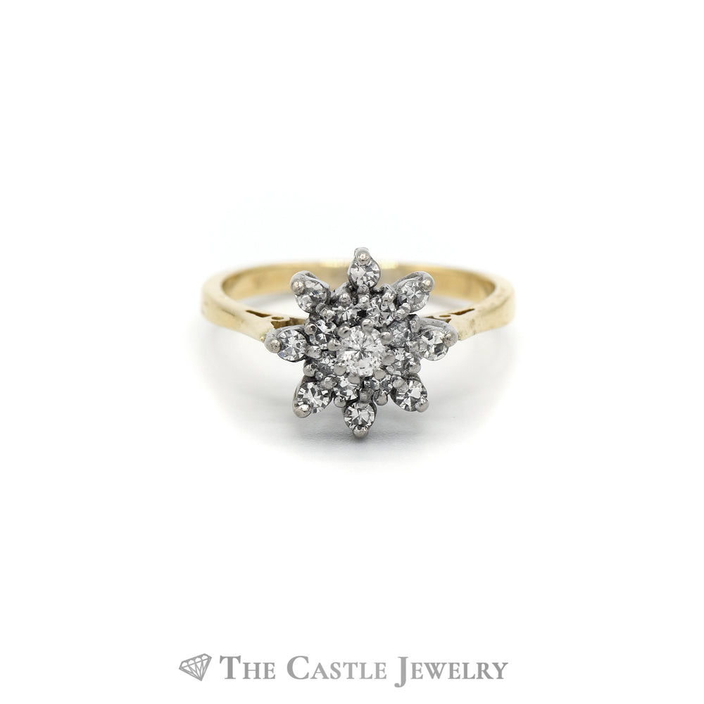 1/2cttw Diamond Cluster Snowflake Ring in 18k Yellow Gold
