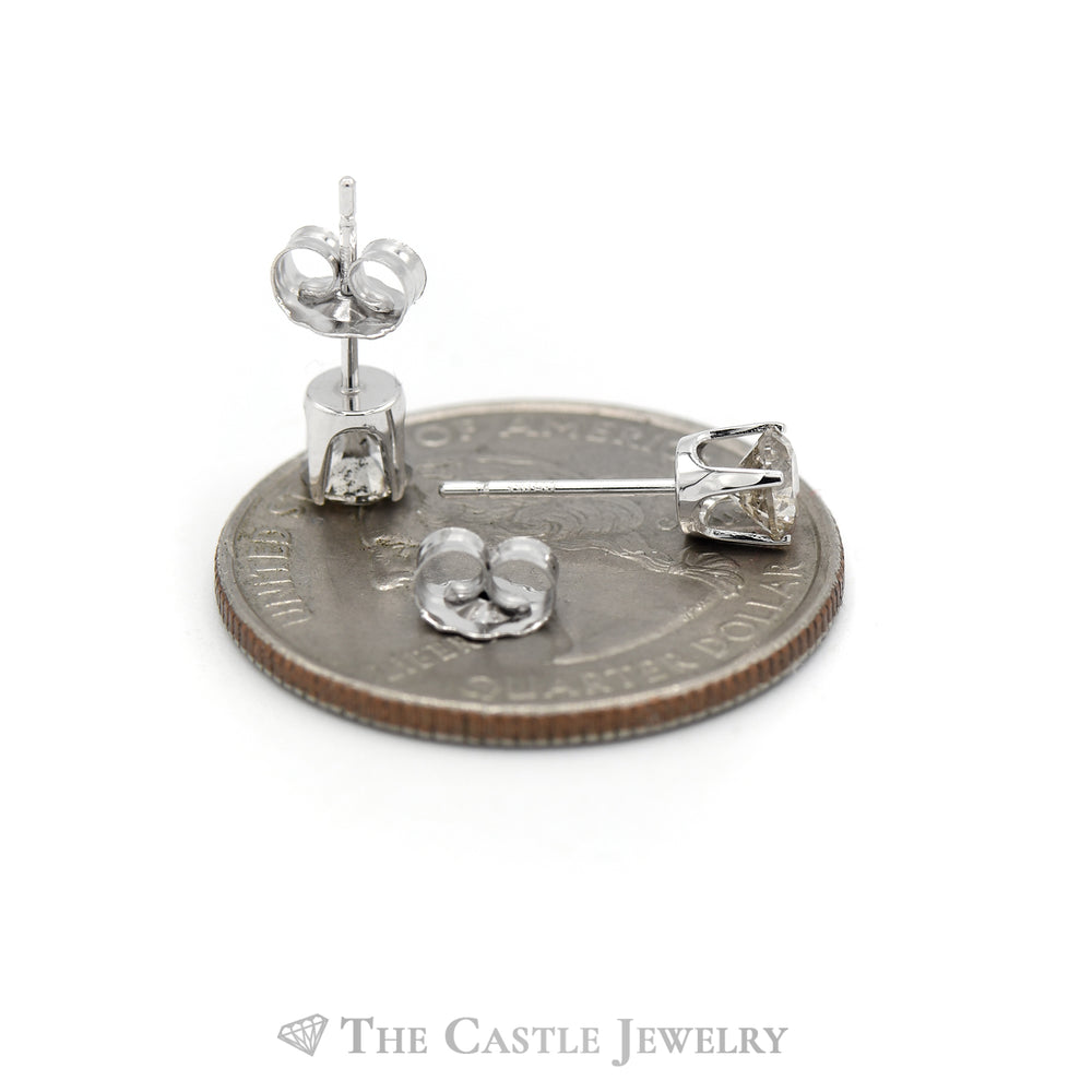 3/4cttw Round Brilliant Cut Diamond Stud Earrings in 14k White Gold