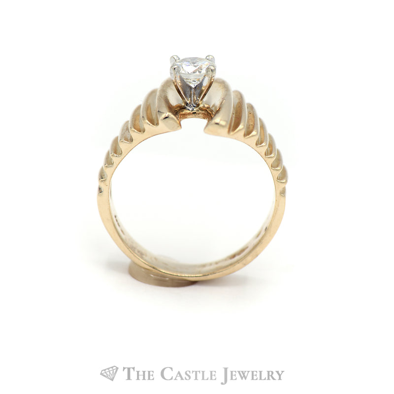 .41ct Round Diamond Solitaire in 14k Yellow Gold Ridged Bypass Mounting